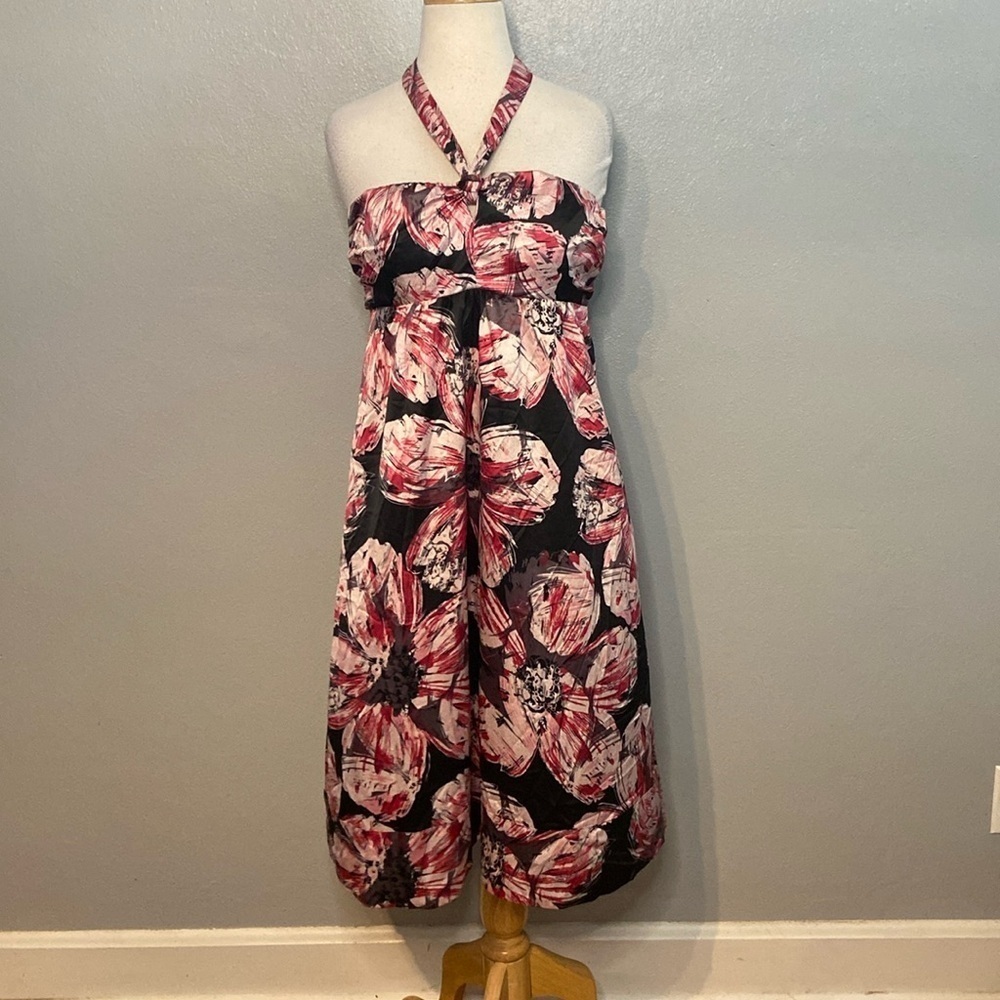 NWT The Limited Halter Dress Geometric Print Black Pink 8